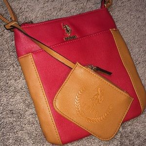 Red and Tan Crossbody Purse